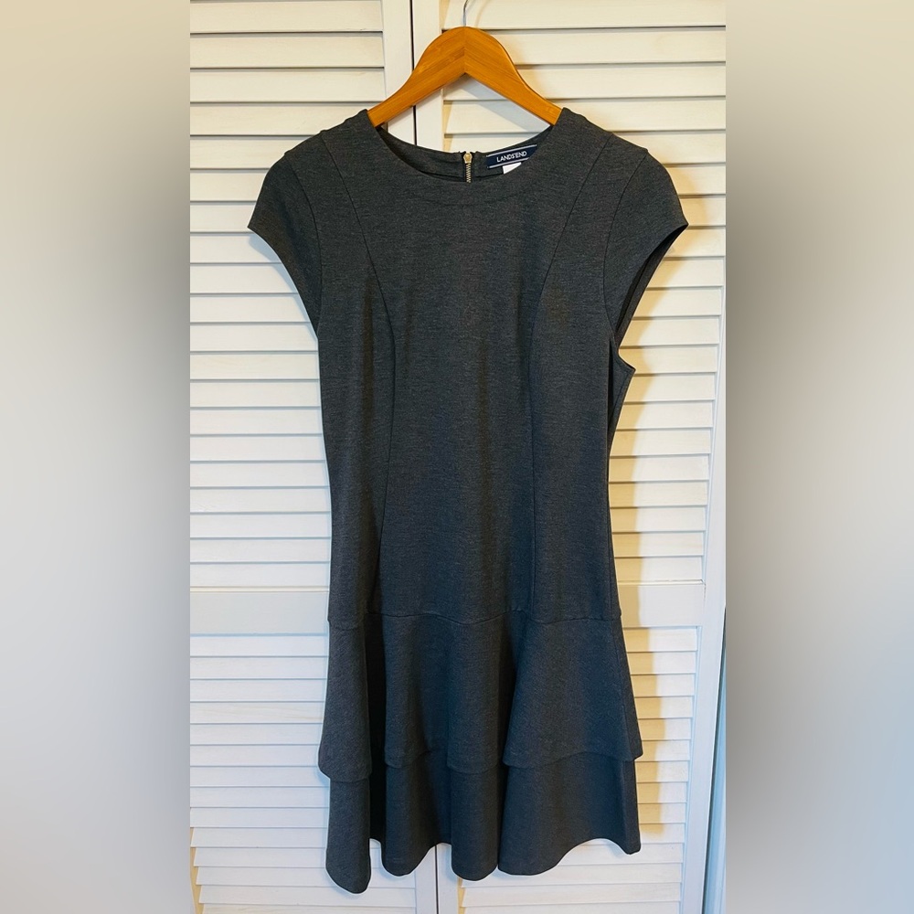 Lands End Gray Flare Dress Size Small